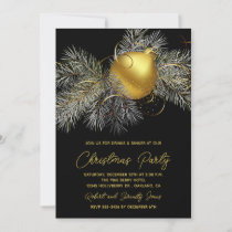 Christmas Tree Ornament Black Party Invite