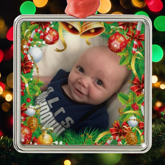 Christmas Tree Ornament Cute Baby Photo Template (Creator Uploaded)