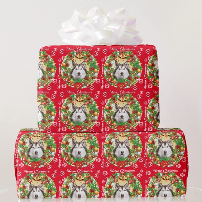 Christmas Tree Ornament Dog Pet Cat Photo Template Wrapping Paper (Creator Uploaded)