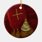 Christmas tree ornament faith cross red velvet