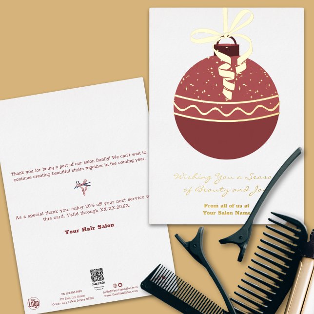 Christmas Tree Ornament Foil Accents Holiday Card (Christmas Tree Ornament Foil Accents Holiday Card)