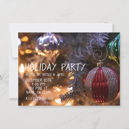 Christmas Tree Ornament Holiday Lights Party Invitation | Zazzle