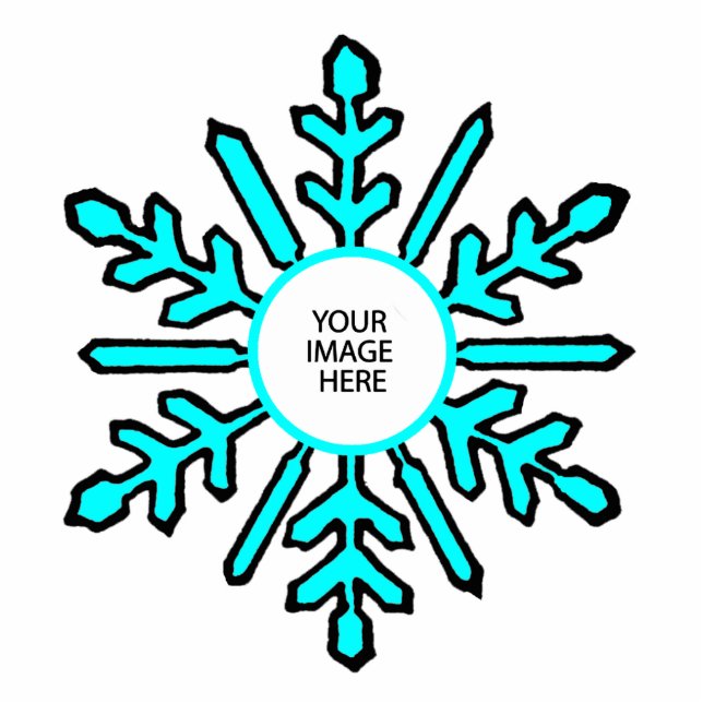 Christmas Tree Ornament Snowflake 1 Cyan  White (Front)