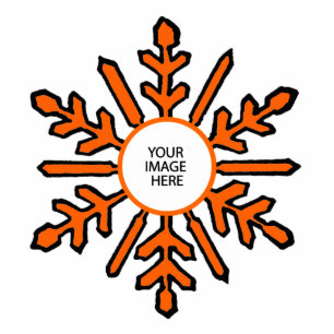 Christmas Tree Ornament Snowflake 1 Orange  White
