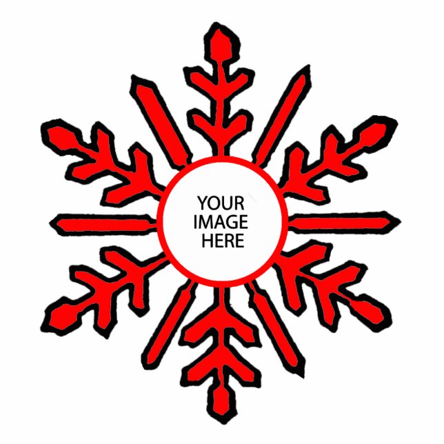 Christmas Tree Ornament Snowflake 1 Red White Disk (Front)