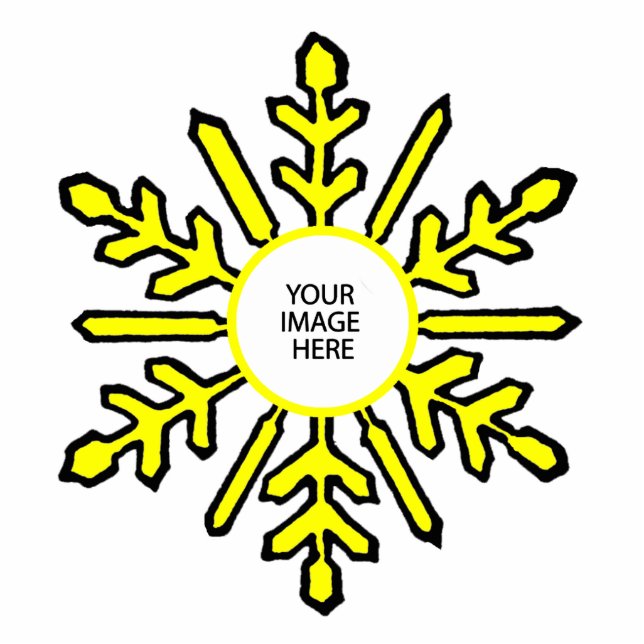 Christmas Tree Ornament Snowflake 1 Yellow  White (Front)