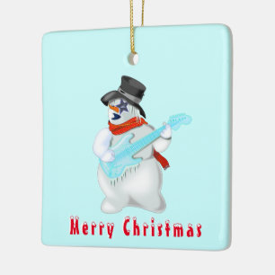 Christmas Tree Ornament Snowmans Guitarist Fun