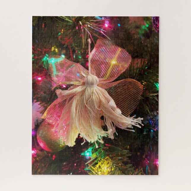 christmas tree ornament yarn angel doll photograph jigsaw puzzle (Vertical)
