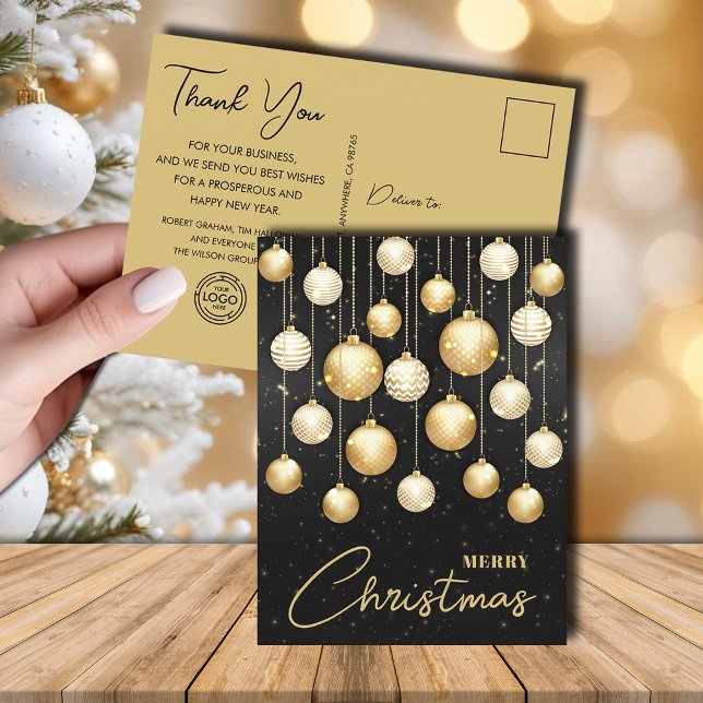 Christmas Tree Ornaments Business Greeting Holiday Postcard (Christmas tree ornaments business greeting holiday postcards with your logo)