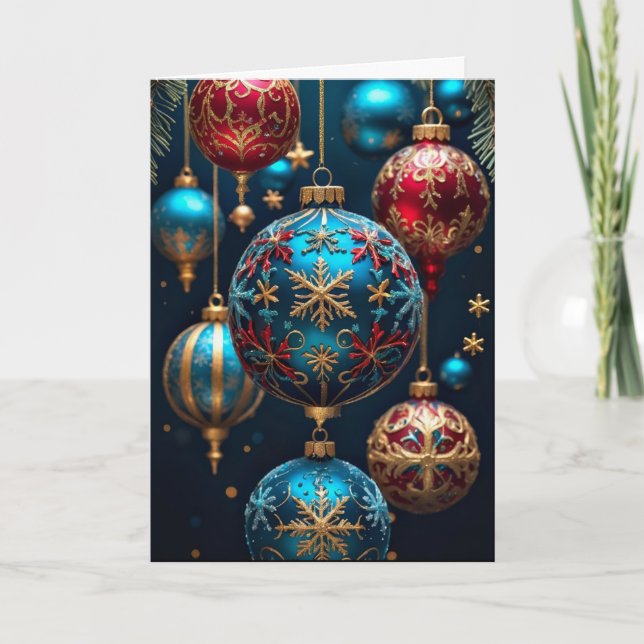 Christmas Tree Ornaments Christmas Card (Front)