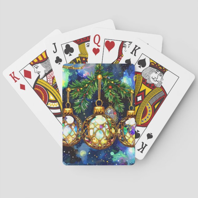 Christmas Tree Ornaments Holiday Games Poker Cards (Back)