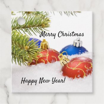 Christmas Tree Ornaments In Snow   Favor Tags by bonfirechristmas at Zazzle