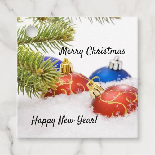 Christmas Tree Ornaments In Snow   Favor Tags