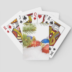 Christmas Tree Ornaments In Snow Poker Cards