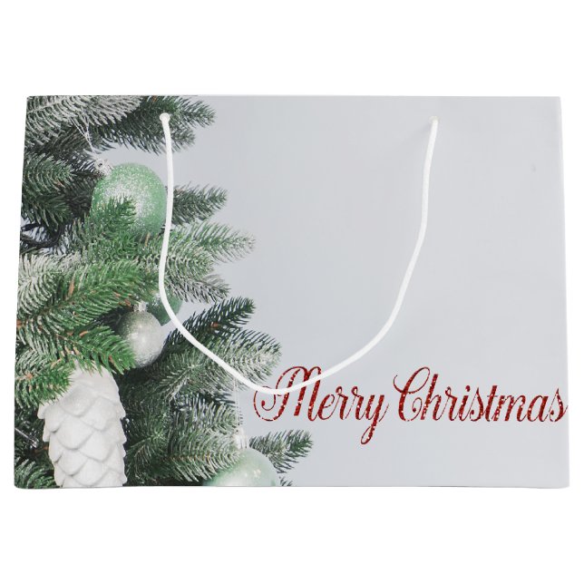 Christmas Tree,Ornaments,Merry Christmas Large Gift Bag (Front)