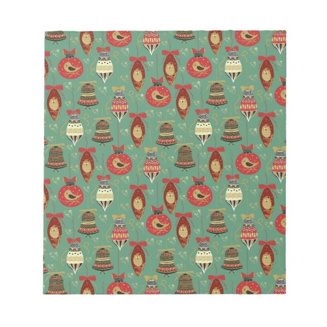Christmas Tree Ornaments Pattern Notepad (Front)