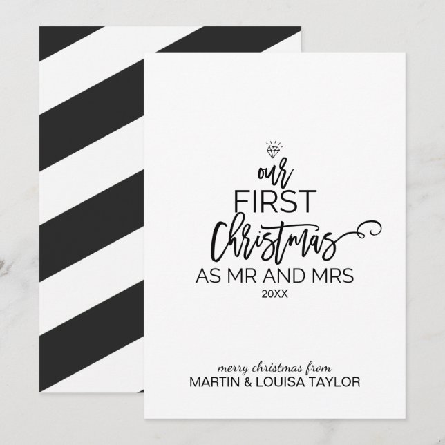 Christmas Tree Our First Christmas as Mr and Mrs Holiday Card (Front/Back)