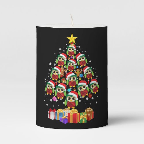 Christmas Tree Owl Lovers Xmas Sweater Gifts Pillar Candle