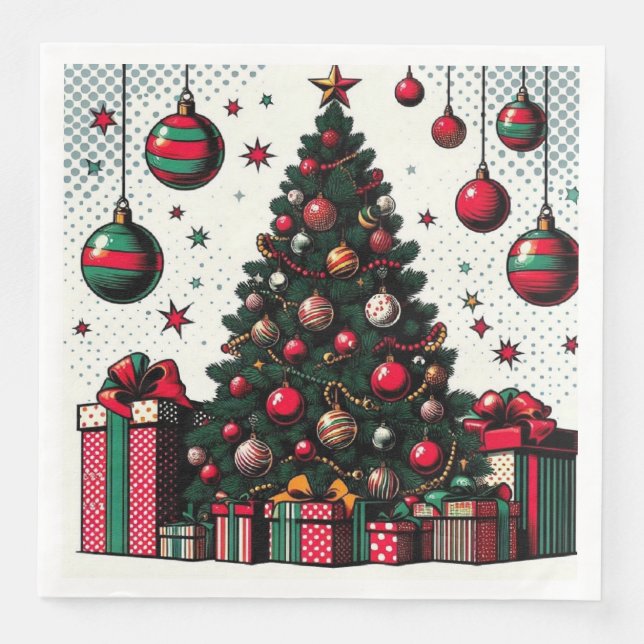 Christmas tree paper dinner napkins (Front)