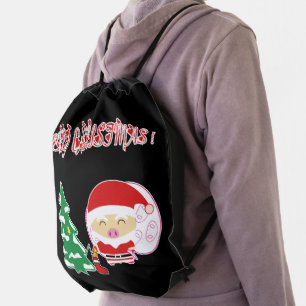 Christmas tree paper placemat drawstring bag