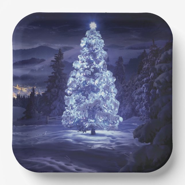 Christmas Tree  Paper Plates (Front)