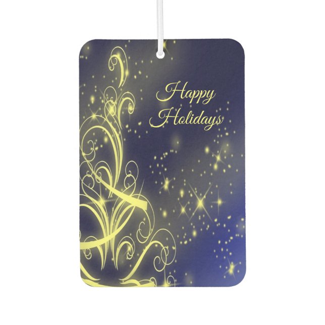 Christmas Tree Party Gold Stars Navy Blue Holidays Air Freshener (Front)