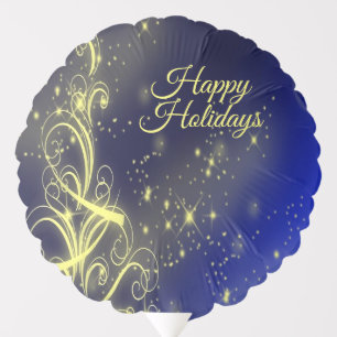 Christmas Tree Party Gold Stars Navy Blue Holidays Balloon
