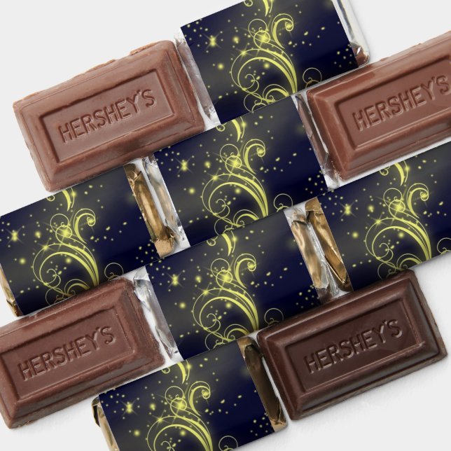 Christmas Tree Party Gold Stars Navy Blue Holidays Hershey's Miniatures (Assorted)