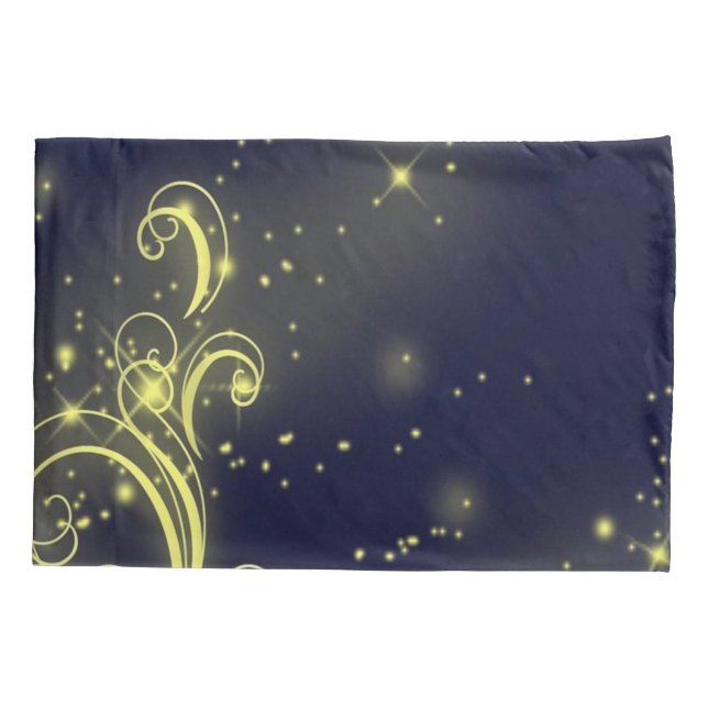 Christmas Tree Party Gold Stars Navy Blue Holidays Pillow Case (Back)