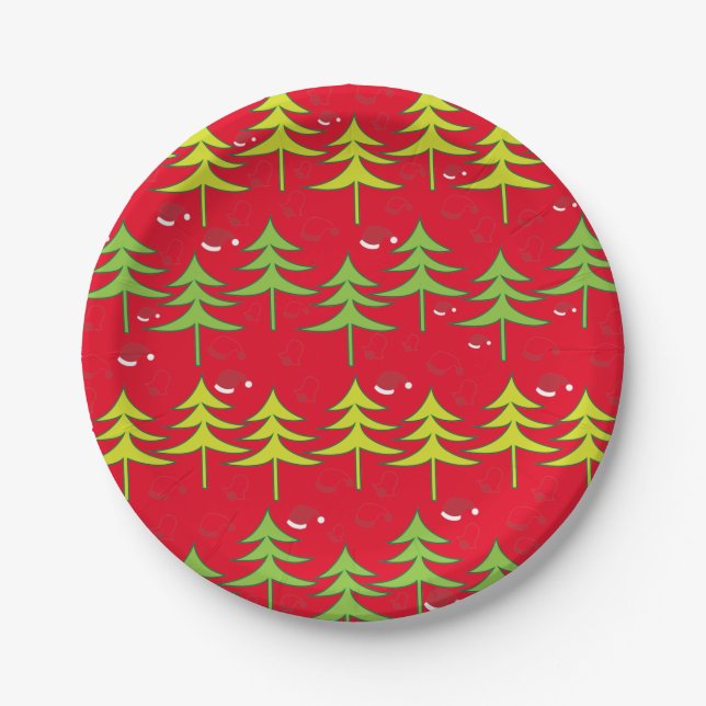 Christmas Tree Party Paper Plates (Front)