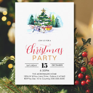 Christmas Tree Party Red Green Holiday Party Invitation