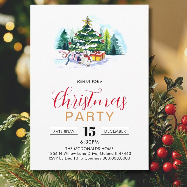 Christmas Tree Party Red Green Holiday Party Invitation (Creator Uploaded)