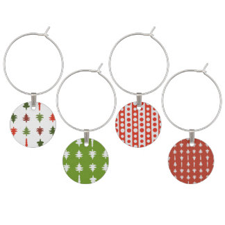 Christmas Tree Party Red White Green Wine Charm