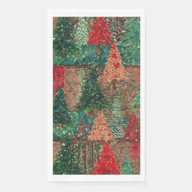 Christmas Tree Patchwork Design Paper Guest Towels (Front)
