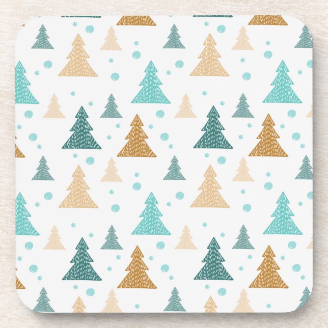 Christmas tree pattern beverage coaster (Front)