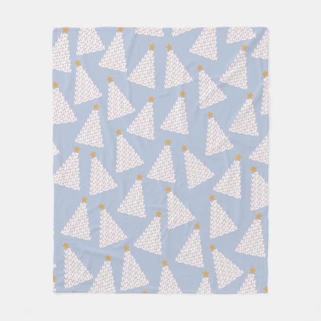 Christmas Tree Pattern Blue Fleece Blanket (Front)