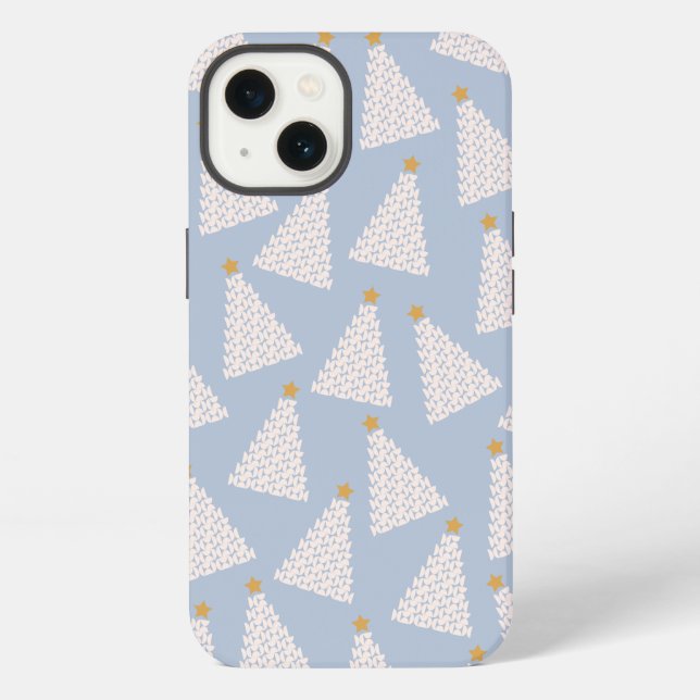 Christmas Tree Pattern Blue Iphone Case (Back)