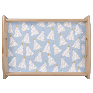 Christmas Tree Pattern Blue Serving Tray