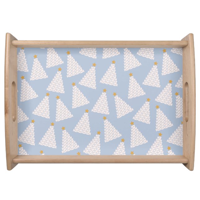 Christmas Tree Pattern Blue Serving Tray (Front)