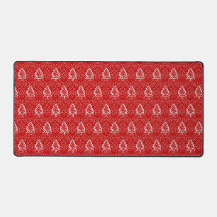 Christmas Tree Pattern Damask Background Holiday Desk Mat