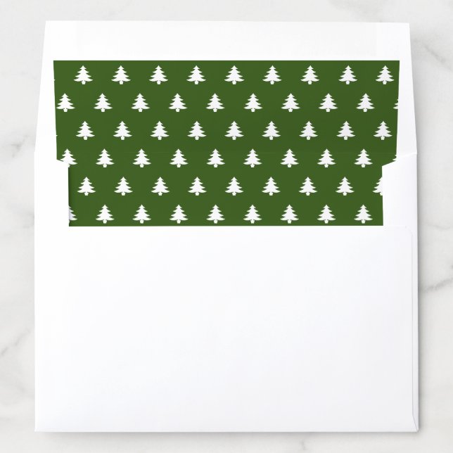 Christmas Tree Pattern Dark Green and White Envelope Liner (In Envelope)