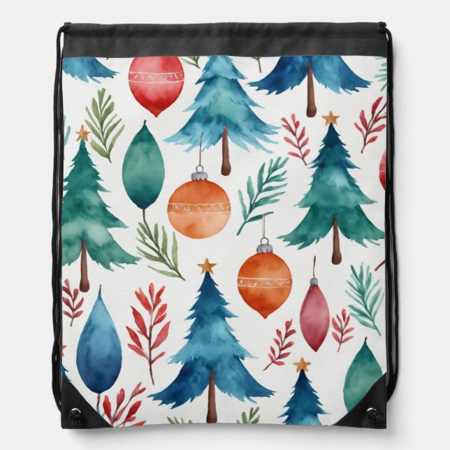Christmas Tree Pattern Drawstring Bag (Front)