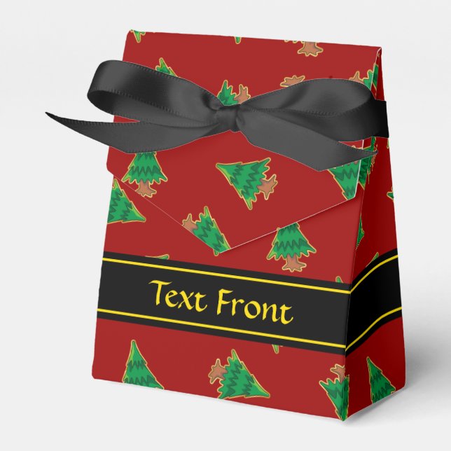 Christmas Tree Pattern Favor Boxes (Front Side)