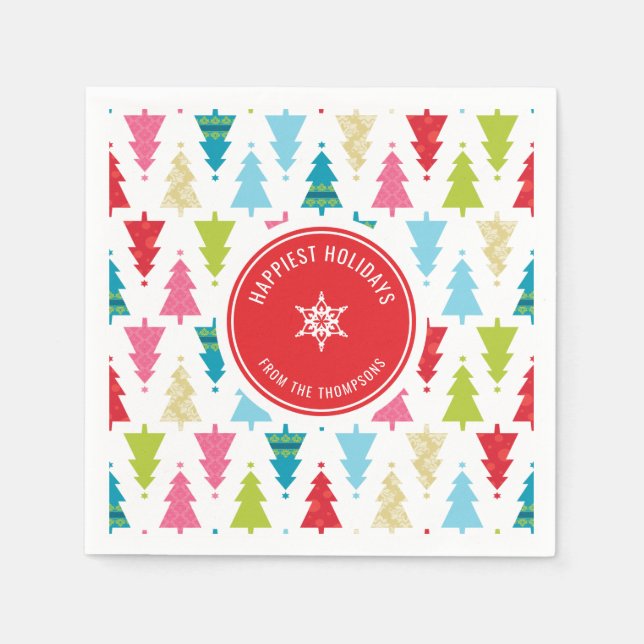 CHRISTMAS TREE PATTERN festive modern minimal Paper Napkins (Front)