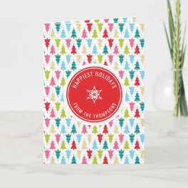 CHRISTMAS TREE PATTERN festive modern minimal red Card