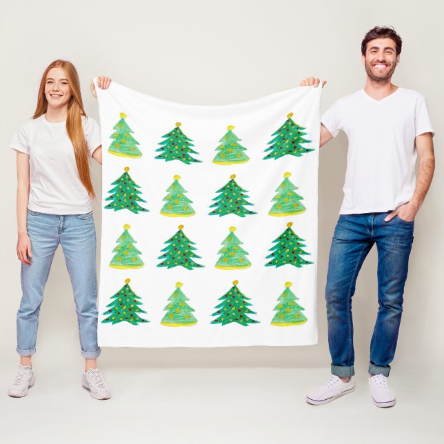 Christmas Tree Pattern Fleece Blanket (In Situ)