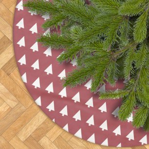 Christmas Tree Pattern Geometric Scandi Dark Red Brushed Polyester Tree Skirt