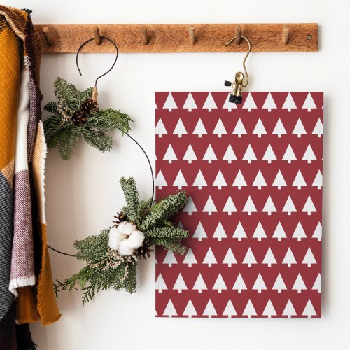 Christmas Tree Pattern  Geometric Scandi Dark Red Poster