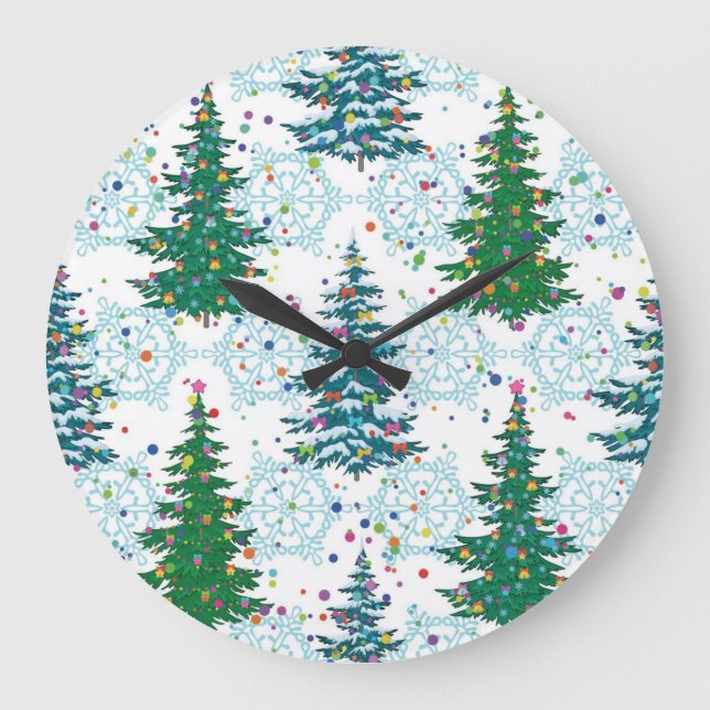 Christmas tree pattern large clock (Front)