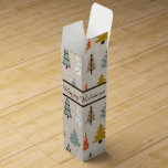 Christmas Tree Pattern Modern ID175 Wine Gift Box<br><div class="desc">This stylish wine box features an offset pattern of Christmas trees of all different styles in modern colors of gold,  paprika,  slate blue and brown. A template is provided for you to add your own favorite holiday greeting. Search ID175 to see other products with this design.</div>